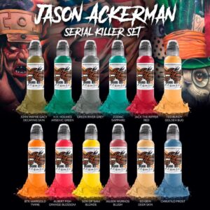 SET 12 COLORES JASON ACKERMAN SERIAL KILLER SERIES WORLD FAMOUS 1OZ