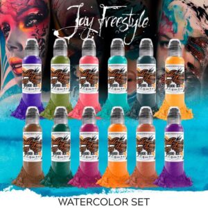 SET 12 COLORES JAY FREESTYLE WATERCOLOR WORLD FAMOUS 1OZ
